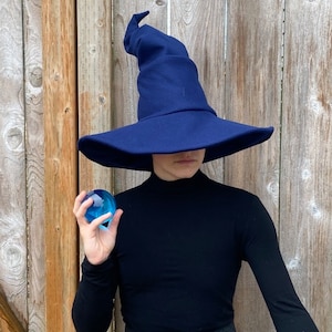 Midnight Blue Crooked Mage Witch Hat / Wizard Hat / Pointy Hat / Mage, Sorcerer, Warlock / Halloween image 3