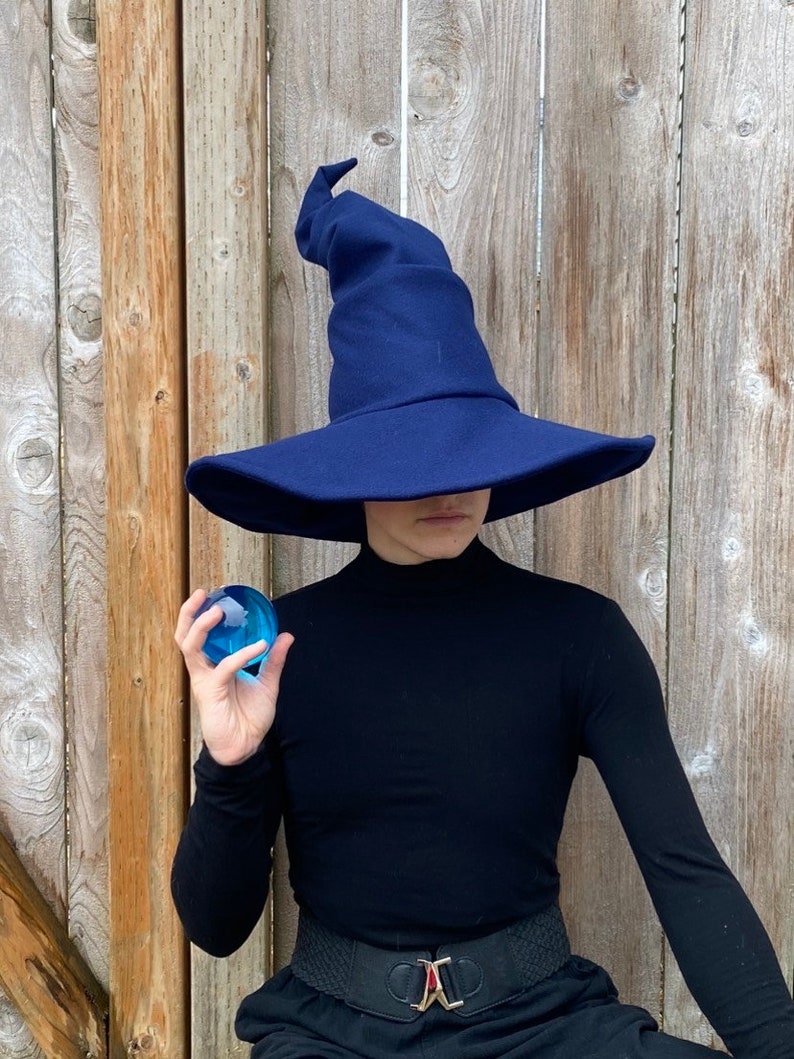 Midnight Blue Crooked Mage Witch Hat / Wizard Hat / Pointy Hat / Mage, Sorcerer, Warlock / Halloween image 3