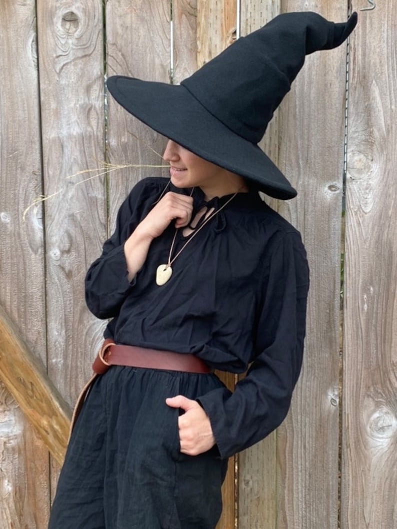 Black Crooked Mage Witch Hat / Wizard Hat / Pointy Hat / Mage, Sorcerer, Warlock / Halloween image 4