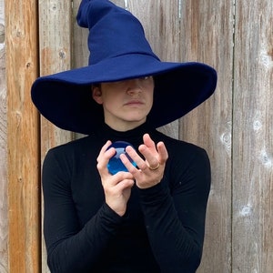 Midnight Blue Crooked Mage Witch Hat / Wizard Hat / Pointy Hat / Mage, Sorcerer, Warlock / Halloween image 4