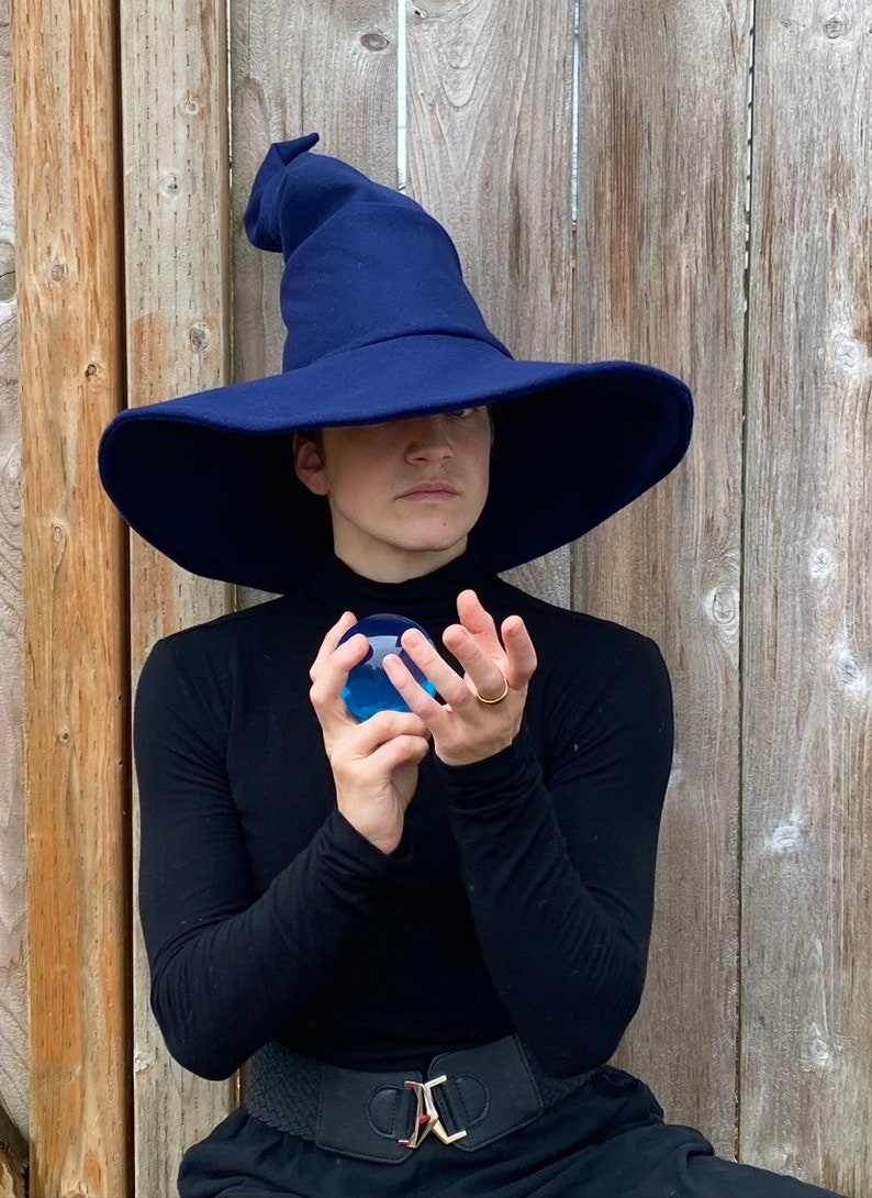 Midnight Blue Crooked Mage Witch Hat / Wizard Hat / Pointy Hat / Mage, Sorcerer, Warlock / Halloween image 4