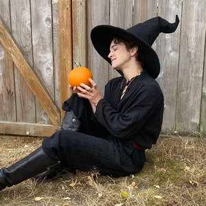 Black Crooked Mage Witch Hat / Wizard Hat / Pointy Hat / Mage, Sorcerer, Warlock / Halloween image 2