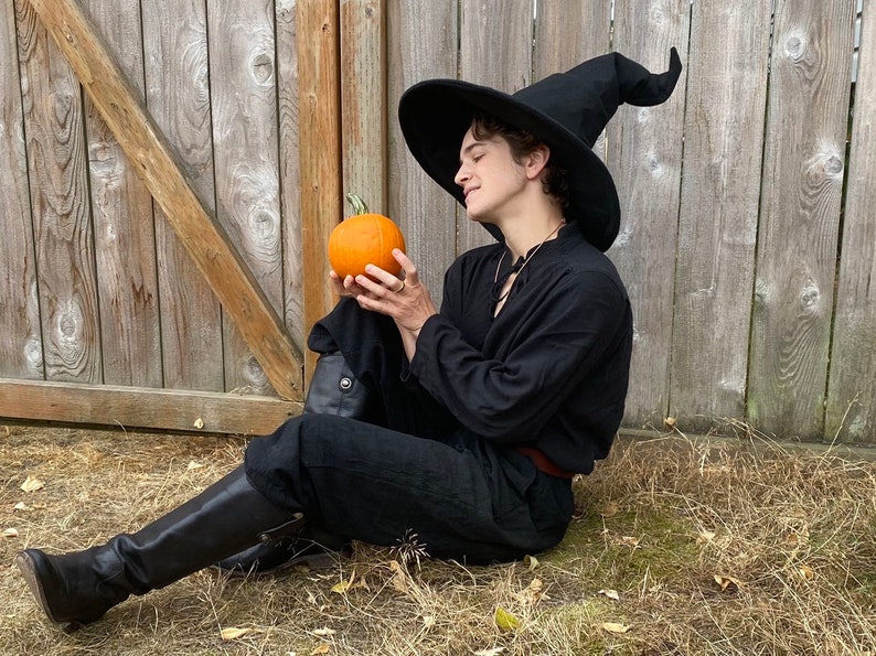 Black Crooked Mage Witch Hat / Wizard Hat / Pointy Hat / Mage, Sorcerer, Warlock / Halloween image 2