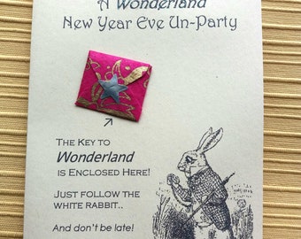 Handmade Alice In Wonderland Party Invitation Cards (6) -Any Occasion-Tiny Key to Wonderland! Personalise Tea Party