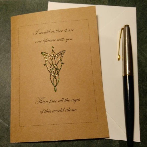 Lord of the Rings EVENSTAR Handmade Embossed Card 'One Lifetime With You' Valentines, Birthday, Engagement, Wedding, Anniversary-Personalise