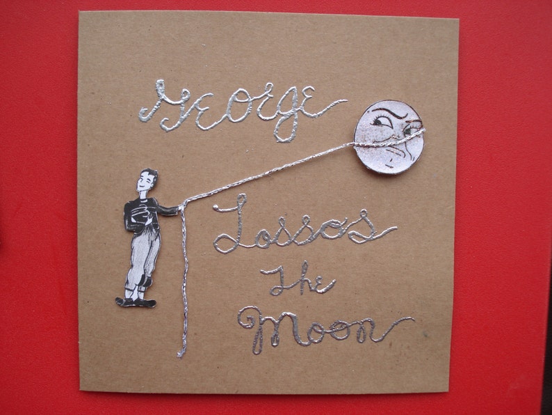 Handmade Card'It's A Wonderful Life' 'GEORGE LASSOS The MOON'Add Your Own Choice of NameAny Occasion-Birthday/Fathers Day/ Personalise Unpersonalised