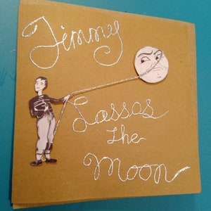 Handmade Card'It's A Wonderful Life' 'GEORGE LASSOS The MOON'Add Your Own Choice of NameAny Occasion-Birthday/Fathers Day/ Personalise image 3