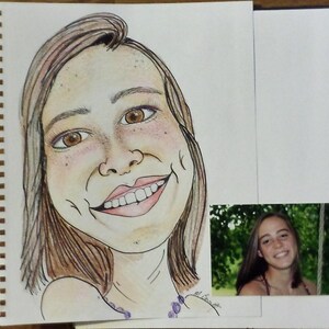 Retrato de caricatura personalizado, use su foto, caricatura o caricatura, a todo color, divertido, caprichoso, dibujado a su solicitud, caricatura, dibujos animados