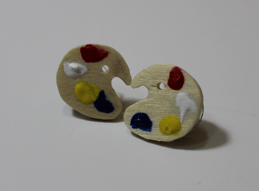 Paint Palette Stud Earrings, Replica Palette, Painters, Stud Earrings