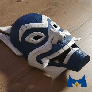 Noh Theatre Oni/Hannya Mask - Blue and White