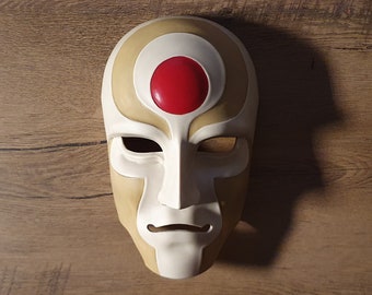 Tradycyjna chińska maska operowa – biała i beżowa