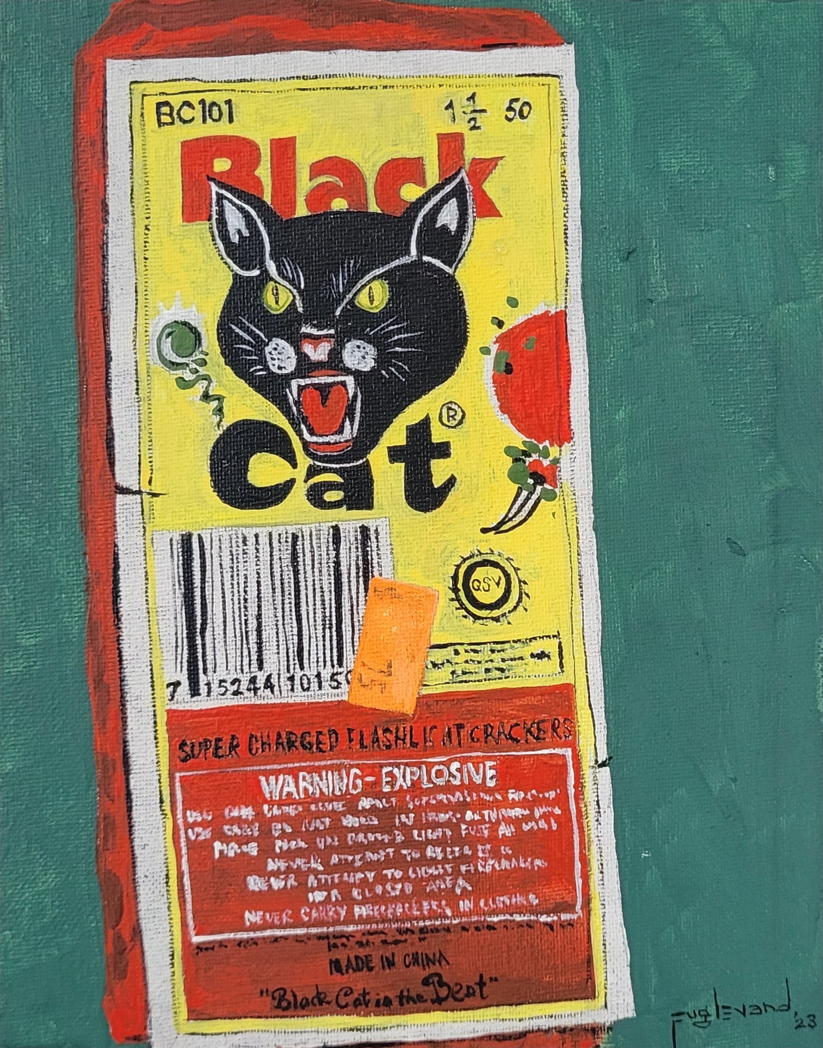 Black Cat Firecrackers Painting - Etsy