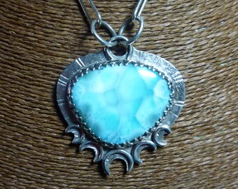 Colgante de Larimar para mujer en plata 925. Estilo Vintage. Regalos de aniversario