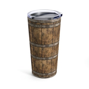Classic Oak Barrel Tumbler: Dad&#39;s Birthday & Father&#39;s Day Gift. Custom Wood Grain Design, Stainless Steel Travel Tumbler