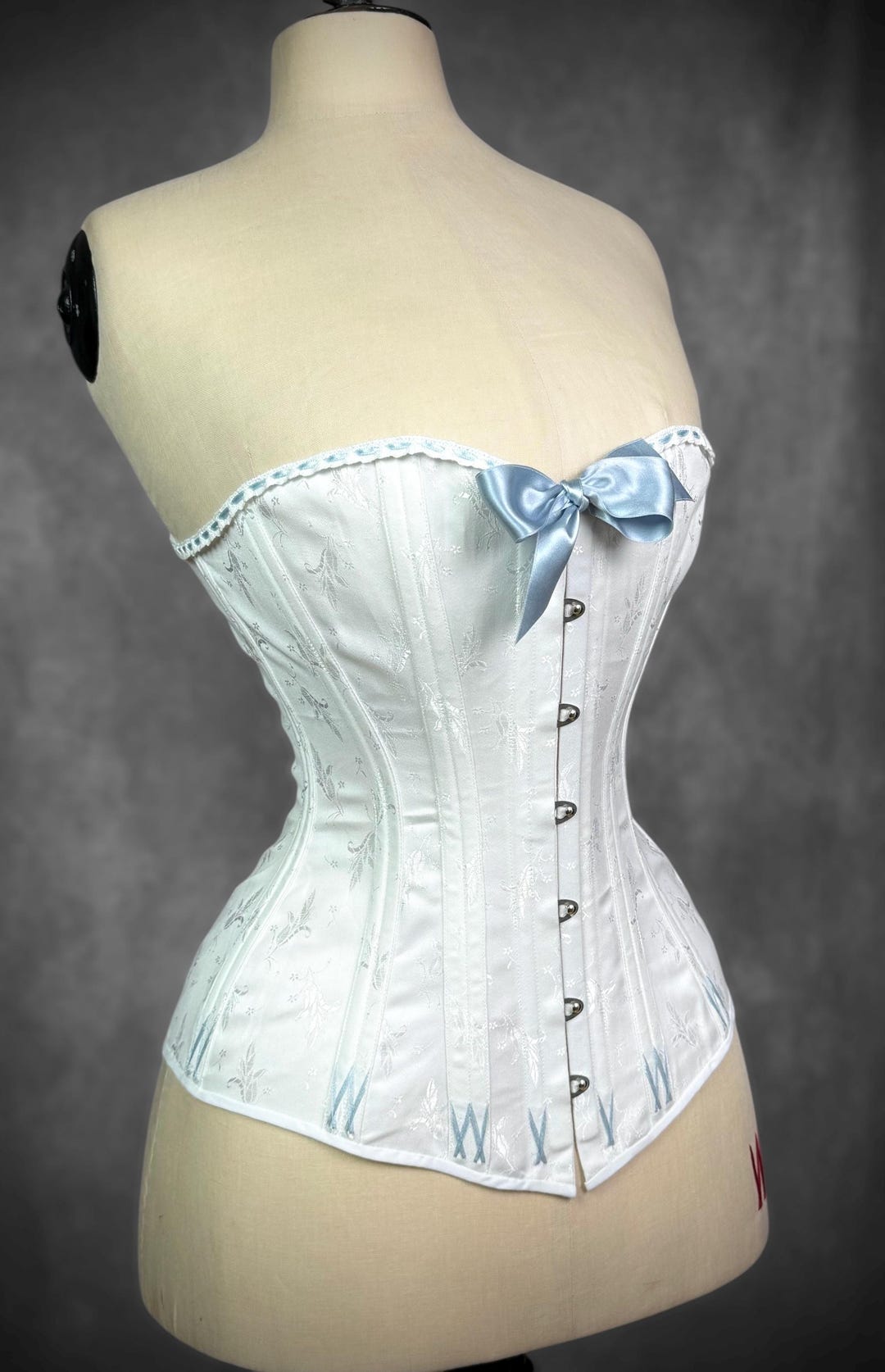 Handcrafted White Victorian Era Mid Bust Corset, Historically Accurate  Vintage Inspired Hourglass