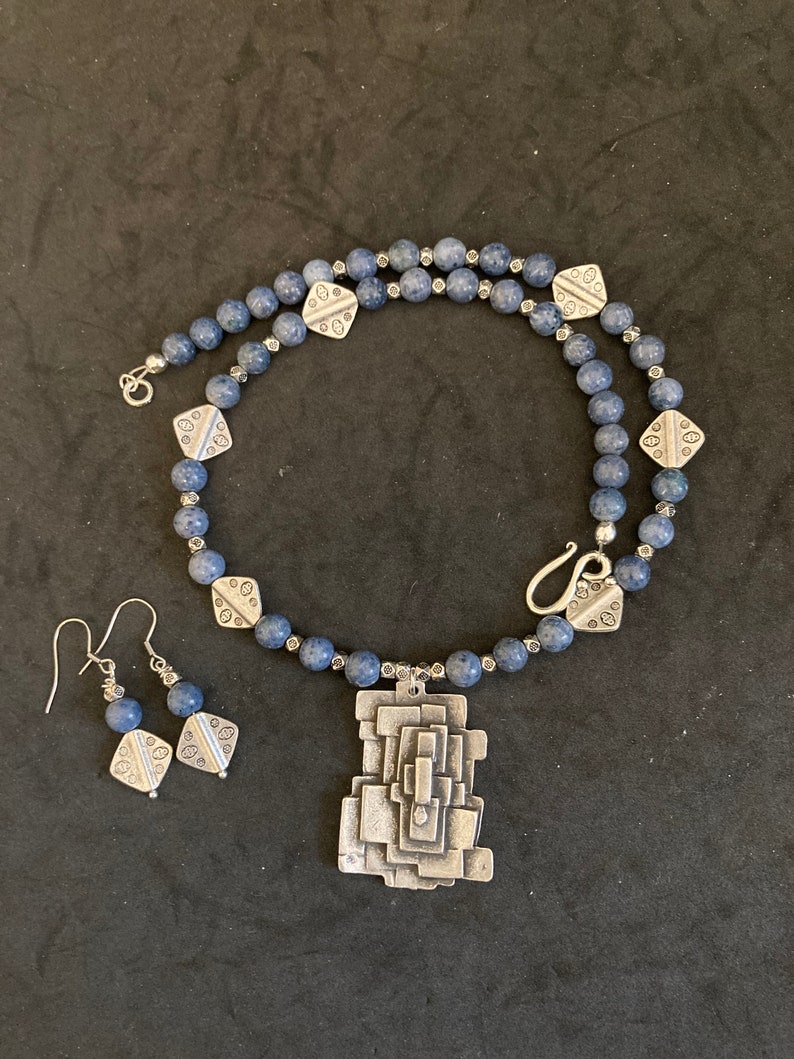 BLUE DENIM LAPIS Necklace and Earring Set