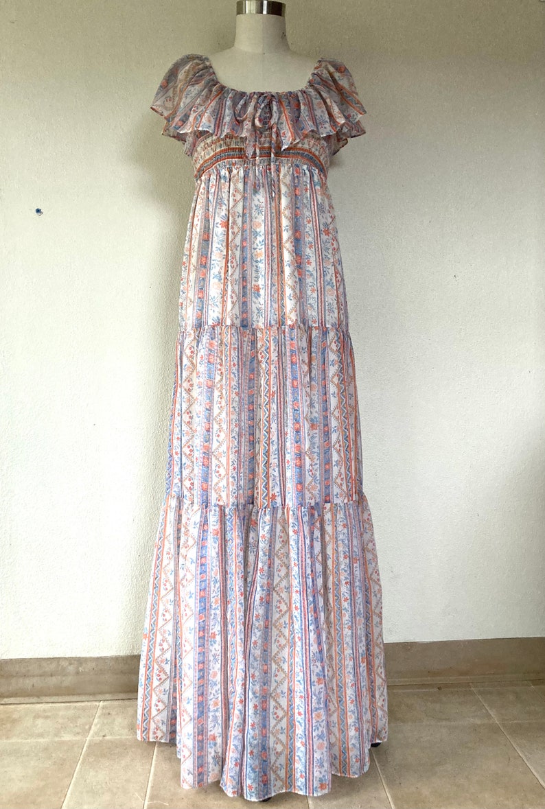 1970s Floral tiered maxi dress image 3