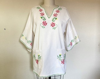 1960s Mexican embroidered cotton shirt