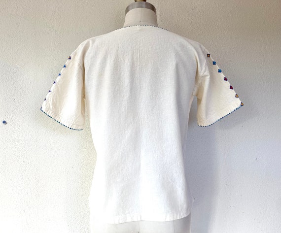 Vintage Mexican embroidered cotton shirt - image 3