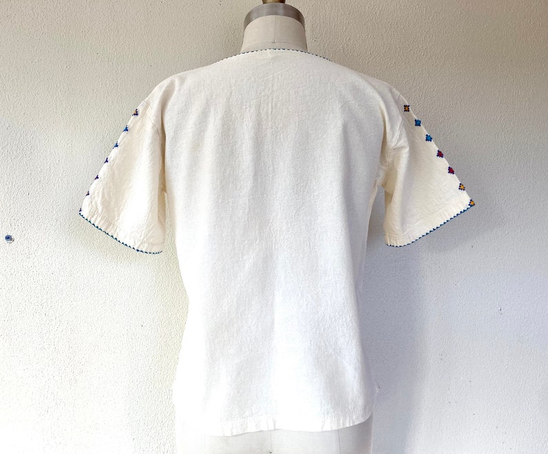 Vintage Mexican embroidered cotton shirt image 3