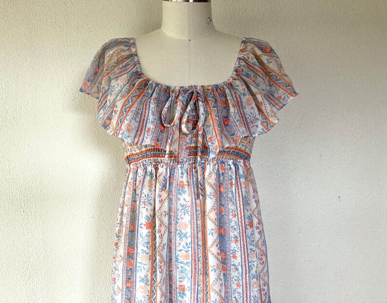 1970s Floral tiered maxi dress image 7