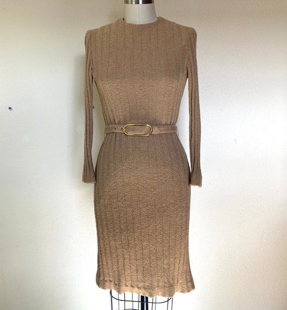 1970s Camel rib knit dress by Joan Leslie by Kasp… - image 2