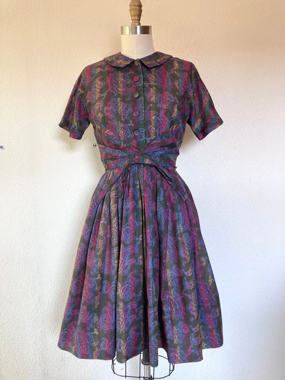 Vintage monochrome paisley rose dress