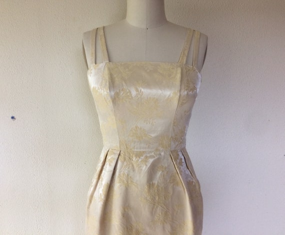 1960s Cream brocade party dress