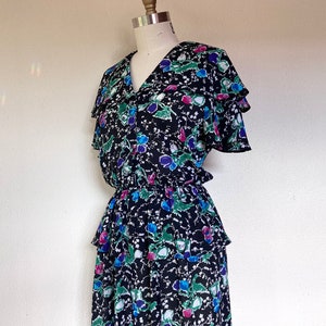 1970s Radley black floral peplum dress image 2