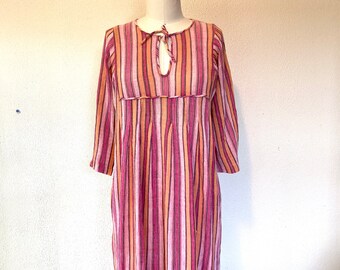 1960s Indian cotton striped caftan dress