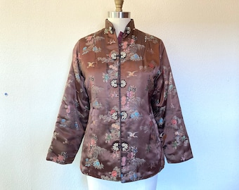 Vintage Brown quilted satin Chinese jacket