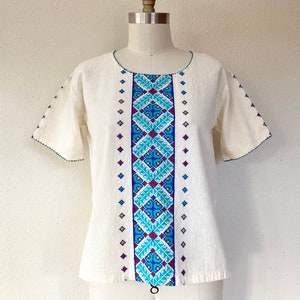 Vintage Mexican embroidered cotton shirt image 1