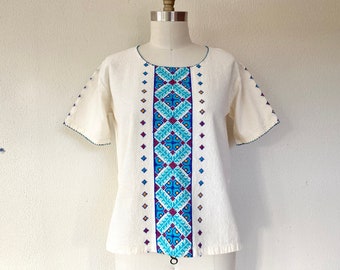 Vintage Mexican embroidered cotton shirt