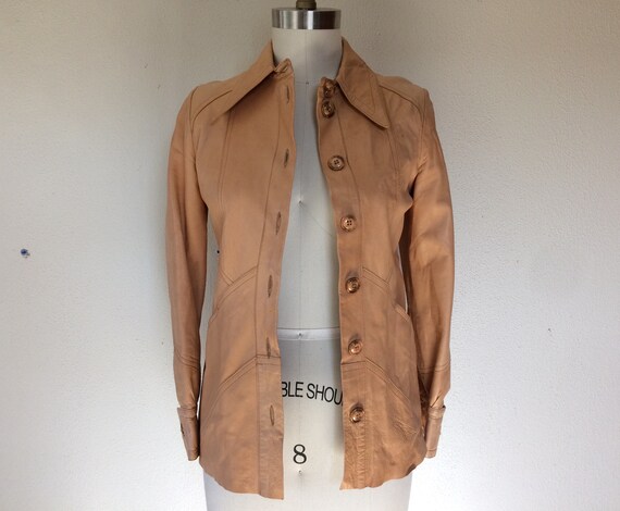 1970s Lamb skin leather button up jacket - image 2