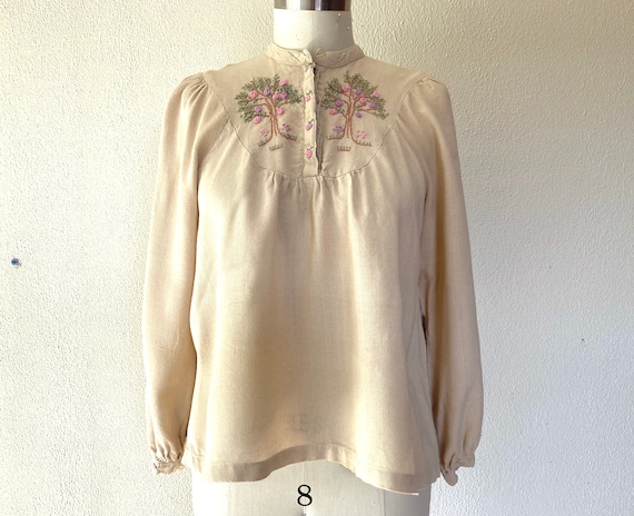 1960s Embroidered rayon blouse