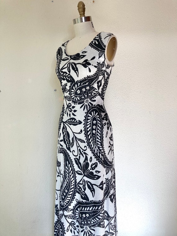 1960s Metallic floral paisley maxi dress - image 5