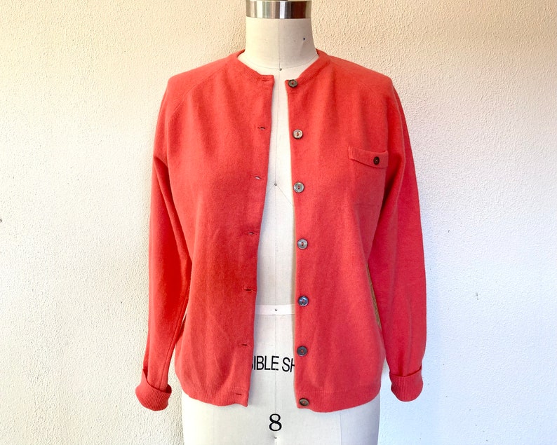 1960s Coral pink wool cardigan image 3