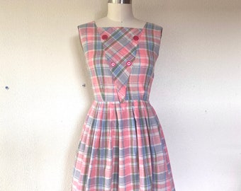 1950s plaid cotton sun dress