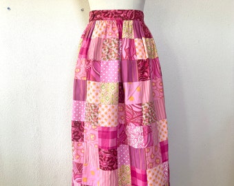 1960s pink patchwork maxi skirt