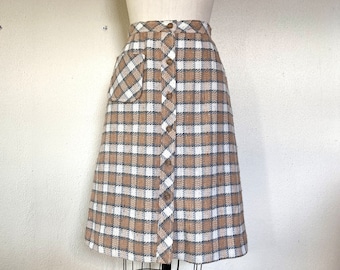 1960s Plaid wool a-line skirt