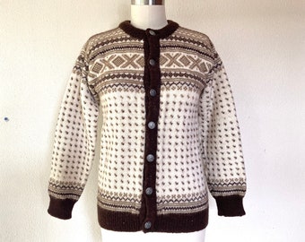 1970s Dale of Norway fair isle cardigan sweater