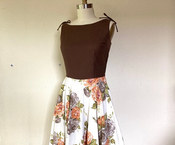 1950s Rose print floral cotton dress