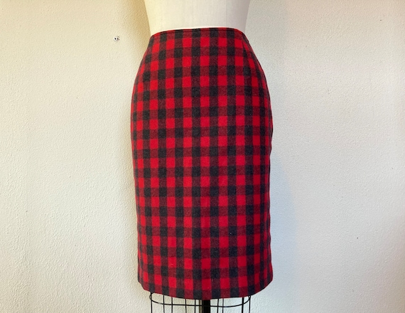 1990s 100% Wool Burgundy Pencil Skirt