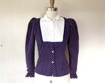 1980s Victorian style button up blouse