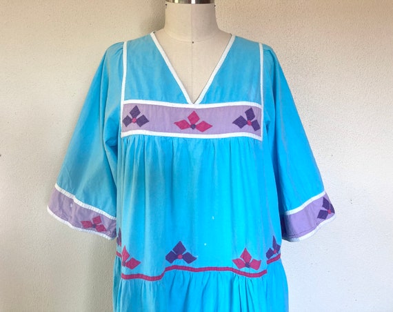 Vintage Indian cotton tiered tent dress - image 3