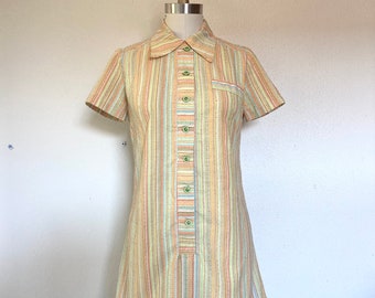 1960s Striped shirtdress