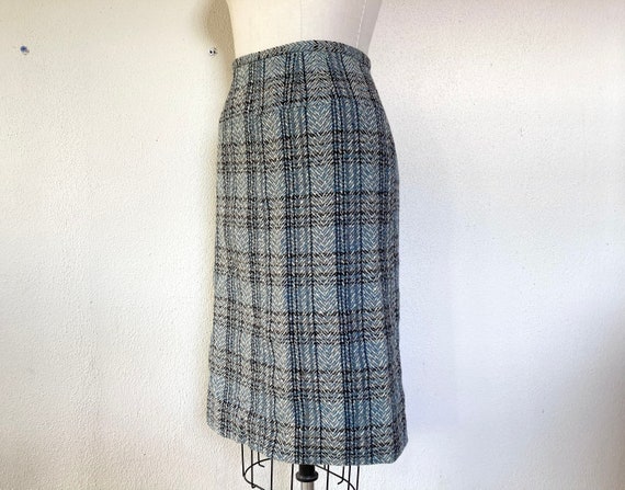 Grey plaid wool pencil skirt sales