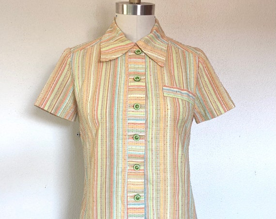 1960s Striped shirtdress - image 4