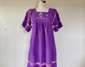 1980s Purple Guatemalan cotton dress