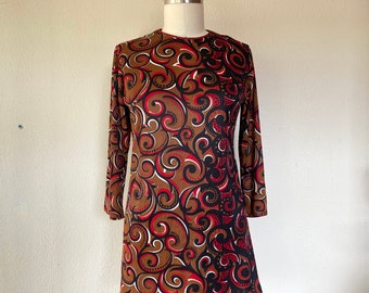 1960s psychedelic swirl knit dress